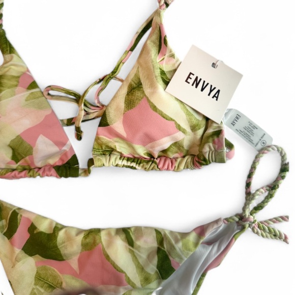 Envya Pink and Green Leaf Bikini Set - Picture 2 of 4